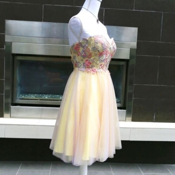 Mon Cheri ✦ Strapless Formal Dress ✦ Floral Embroidery Sweetheart Neckline Layer - Picture 10 of 17